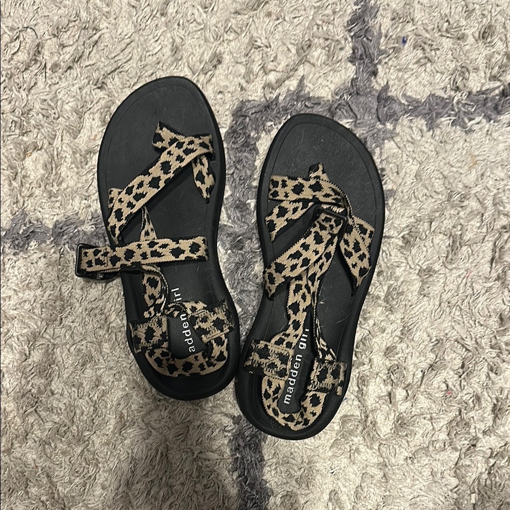 Madden Girl Women’s Black and Tan Sandals - Size 7